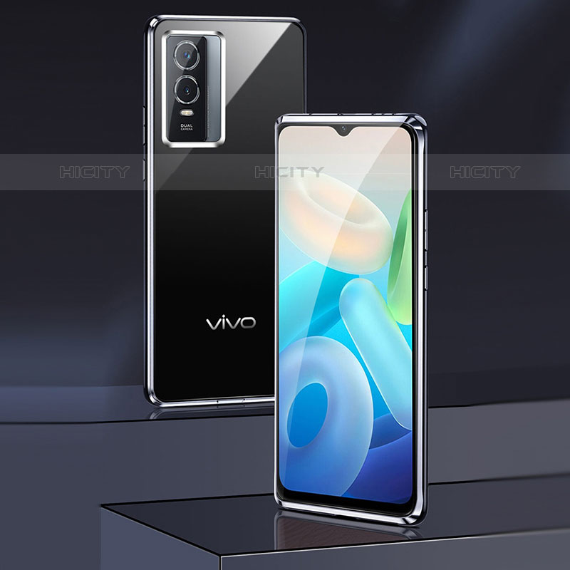 Vivo Y74s 5G用ケース 高級感 手触り良い アルミメタル 製の金属製 360度 フルカバーバンパー 鏡面 カバー P03 Vivo 