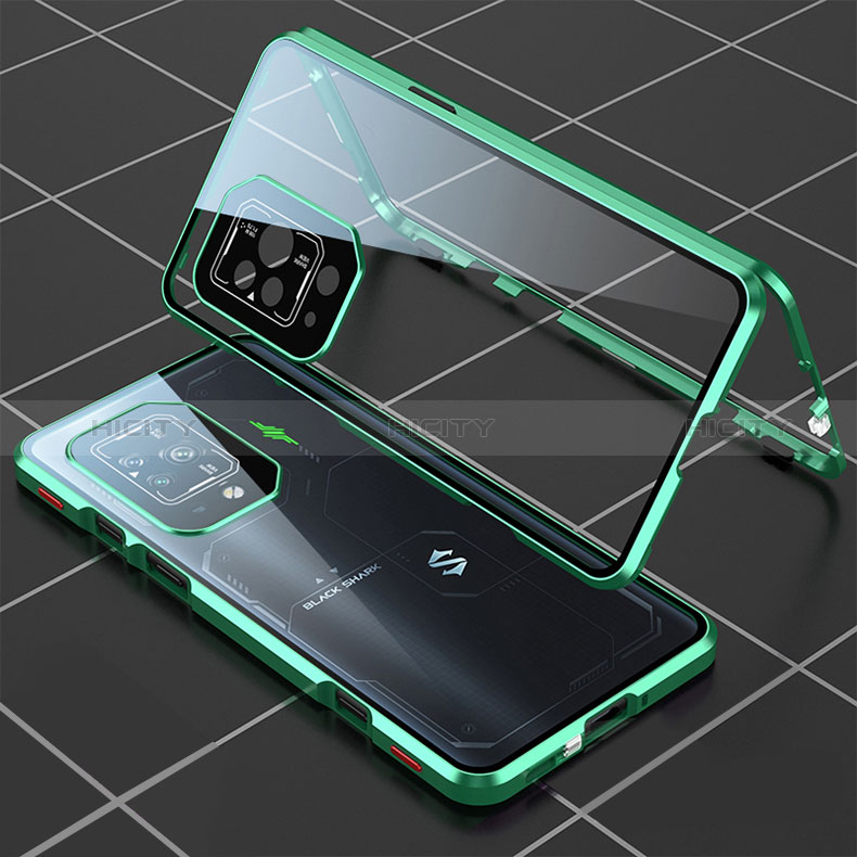 Xiaomi Black Shark 5 Pro 5G用ケース 高級感 手触り良い アルミメタル 製の金属製 360度 フルカバーバンパー 鏡面 カバー P01 Xiaomi グリーン