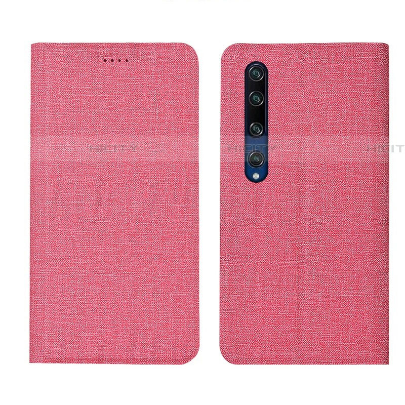 Xiaomi Mi 10用手帳型 布 スタンド Xiaomi ピンク