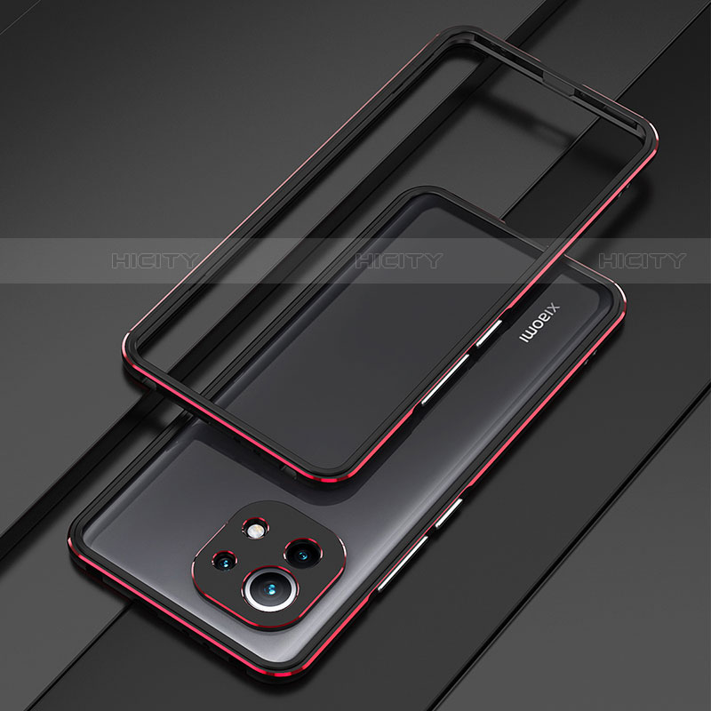 Xiaomi Mi 11 Lite 5G用ケース 高級感 手触り良い アルミメタル 製の金属製 バンパー カバー T01 Xiaomi レッド