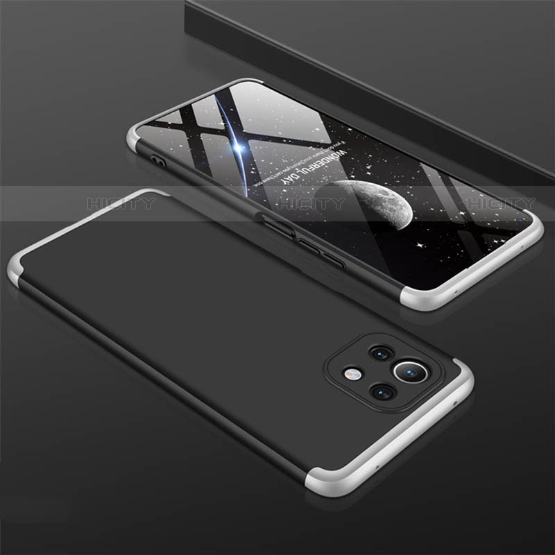 Xiaomi Mi 11 Lite 5G用ハードケース プラスチック 質感もマット 前面と背面 360度 フルカバー P01 Xiaomi シルバー・ブラック