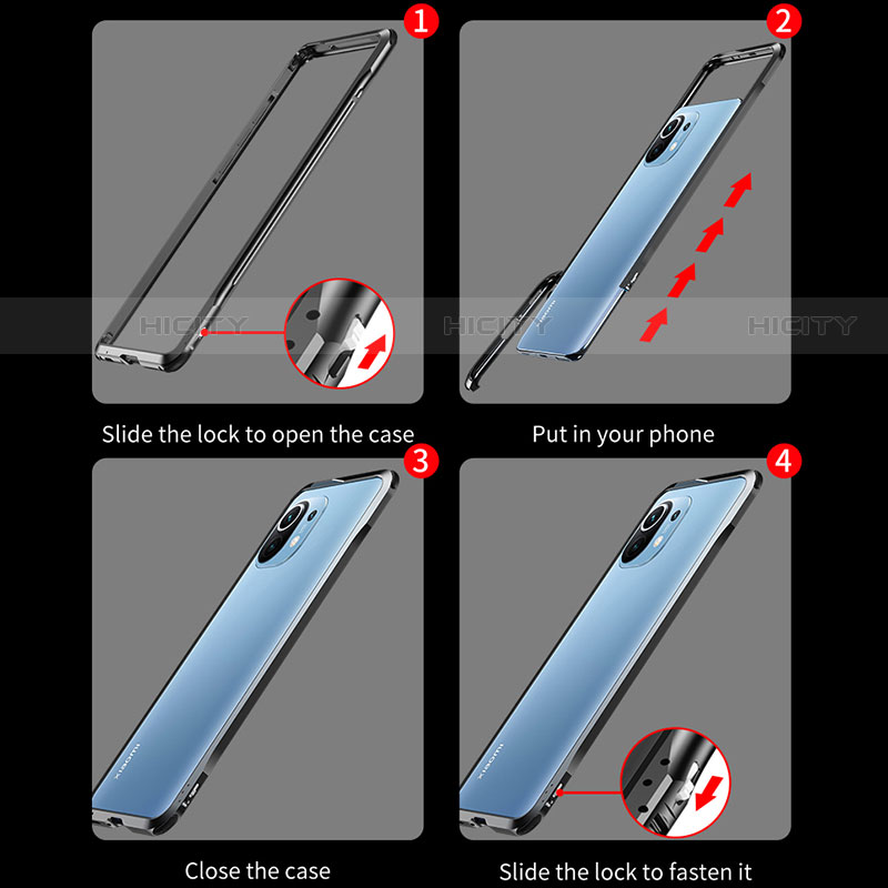 Xiaomi Mi 11 Lite 5G用ケース 高級感 手触り良い アルミメタル 製の金属製 バンパー カバー T03 Xiaomi 