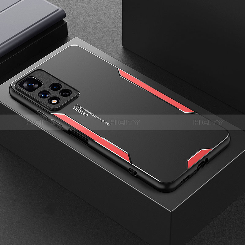 Xiaomi Mi 11i 5G (2022)用ケース 高級感 手触り良い アルミメタル 製の金属製 兼シリコン カバー Xiaomi レッド