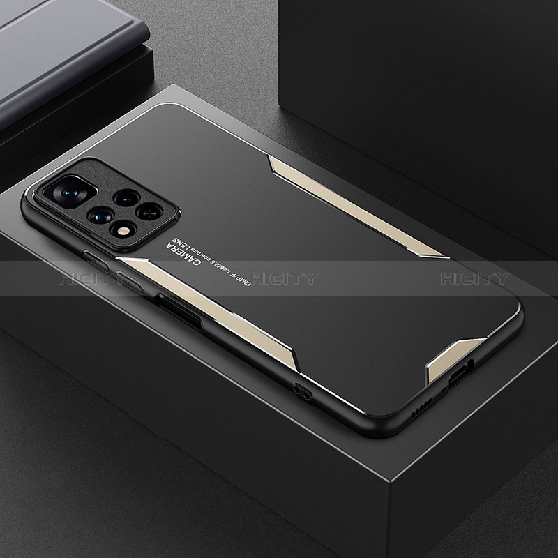 Xiaomi Mi 11i 5G (2022)用ケース 高級感 手触り良い アルミメタル 製の金属製 兼シリコン カバー Xiaomi ゴールド