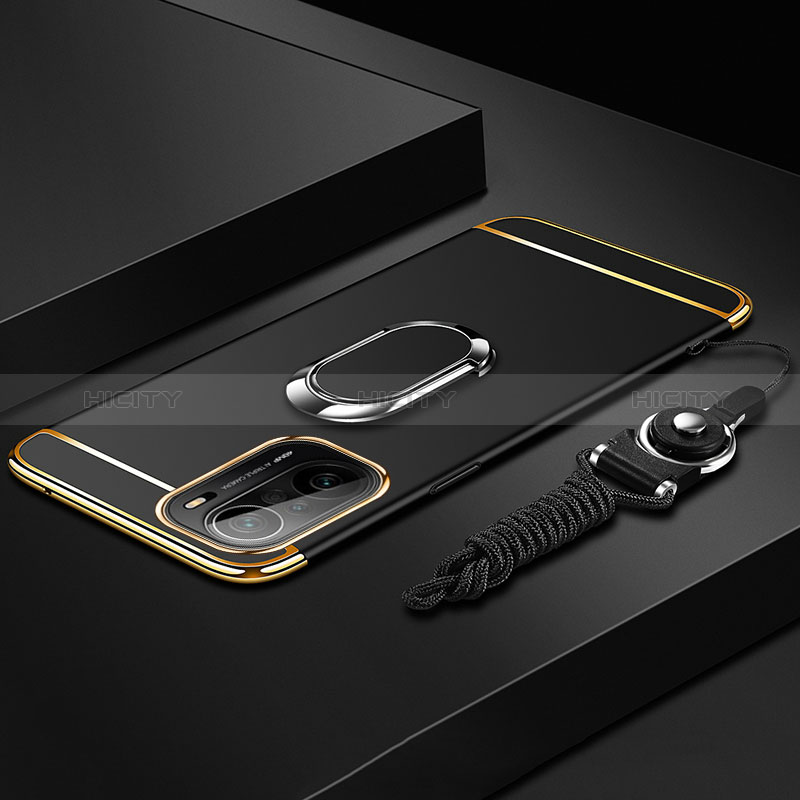 Xiaomi Mi 11i 5G用ケース 高級感 手触り良い メタル兼プラスチック バンパー アンド指輪 Xiaomi ブラック
