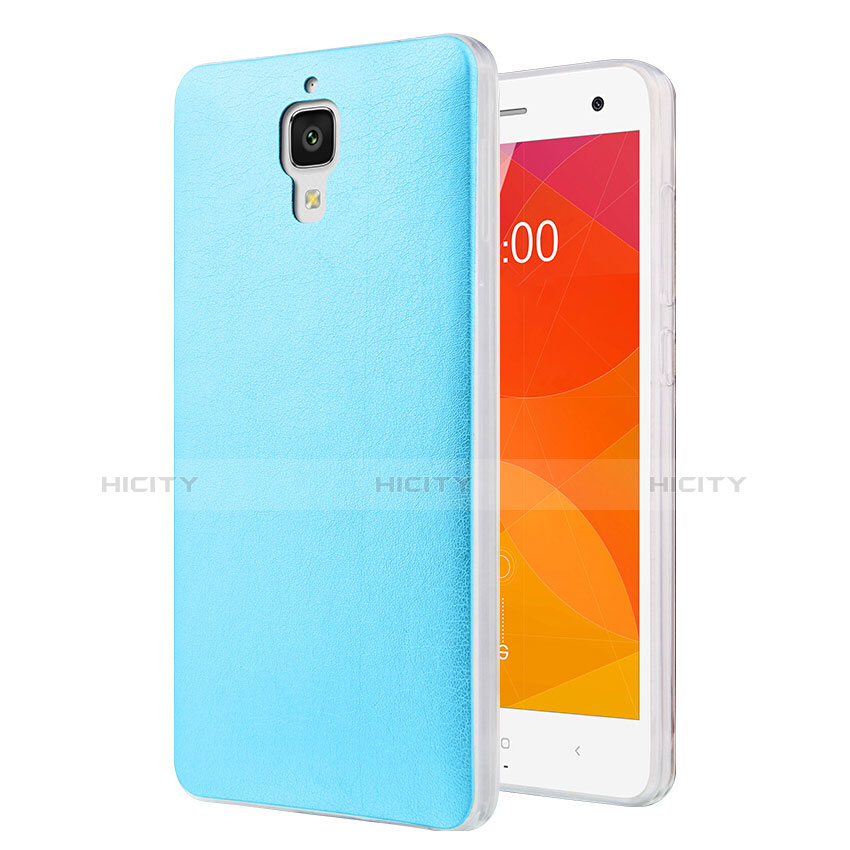 Xiaomi Mi 4 LTE用ハードケース プラスチック レザー柄 Xiaomi ブルー