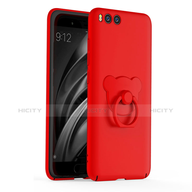 Xiaomi Mi 6用ハードケース プラスチック 質感もマット アンド指輪 A01 Xiaomi レッド