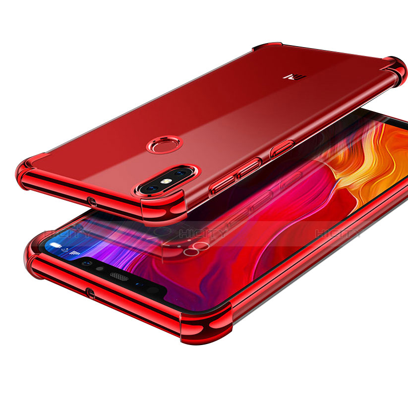 Xiaomi Mi 8用極薄ソフトケース シリコンケース 耐衝撃 全面保護 クリア透明 H05 Xiaomi レッド