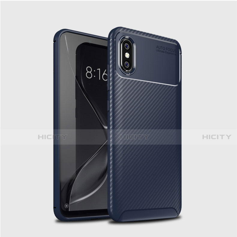 Xiaomi Mi 8用シリコンケース ソフトタッチラバー ツイル カバー A01 Xiaomi ネイビー