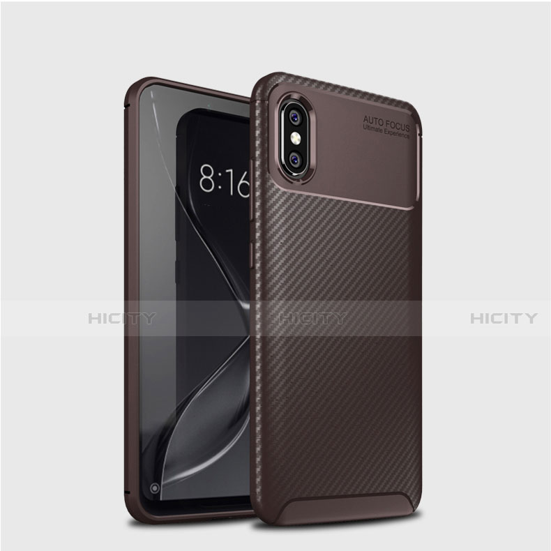 Xiaomi Mi 8用シリコンケース ソフトタッチラバー ツイル カバー A01 Xiaomi ブラウン