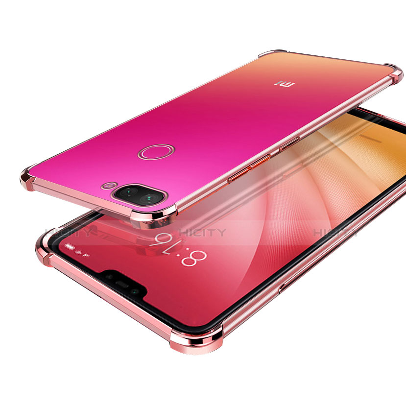 Xiaomi Mi 8 Lite用極薄ソフトケース シリコンケース 耐衝撃 全面保護 クリア透明 H01 Xiaomi ローズゴールド