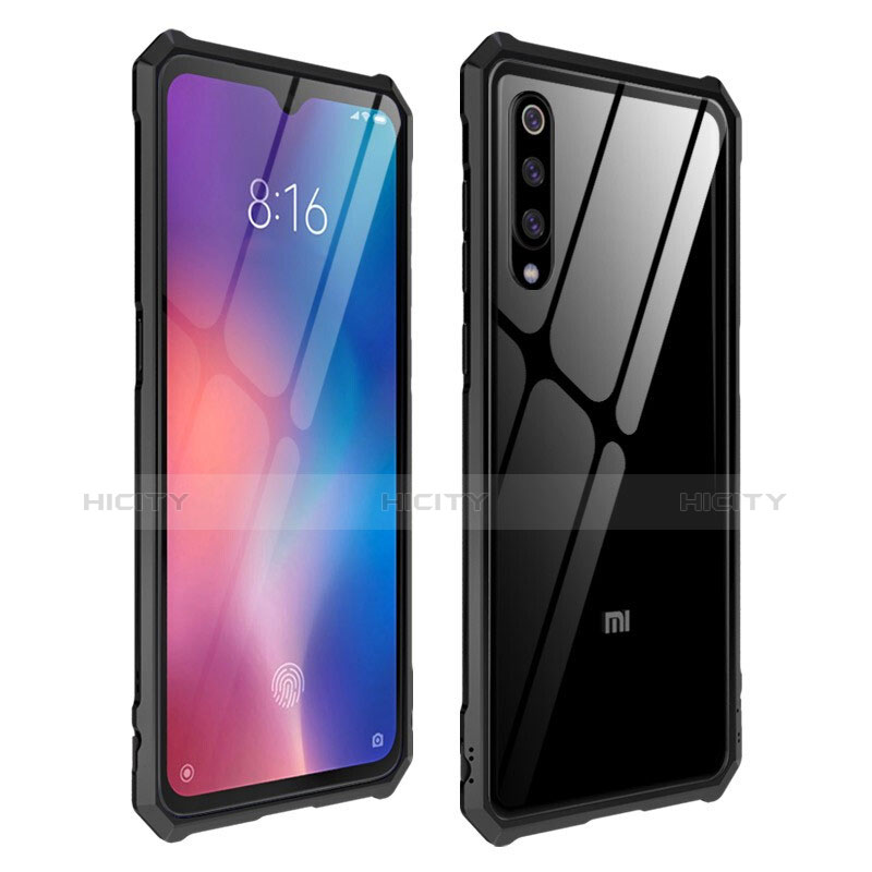 Xiaomi Mi 9 SE用ハイブリットバンパーケース クリア透明 プラスチック 鏡面 カバー Xiaomi ブラック