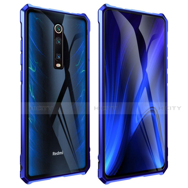 Xiaomi Mi 9T用ケース 高級感 手触り良い アルミメタル 製の金属製 360度 フルカバーバンパー 鏡面 カバー T01 Xiaomi ネイビー