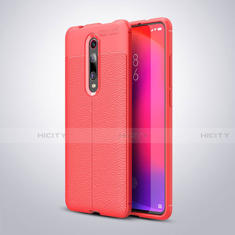 Xiaomi Mi 9T用シリコンケース ソフトタッチラバー レザー柄 カバー H01 Xiaomi レッド