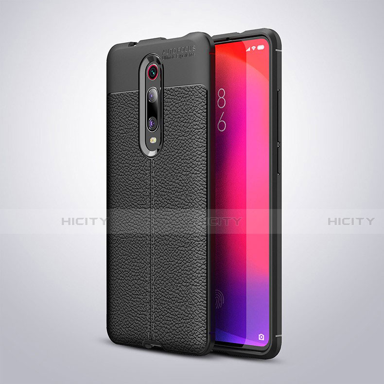 Xiaomi Mi 9T用シリコンケース ソフトタッチラバー レザー柄 カバー H01 Xiaomi ブラック