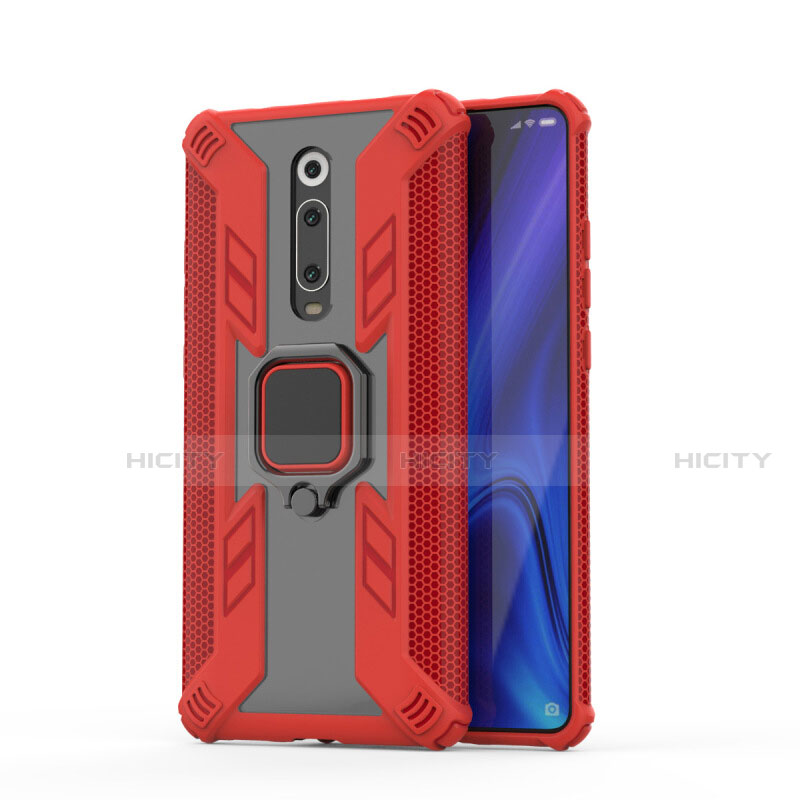 Xiaomi Mi 9T用ハイブリットバンパーケース プラスチック アンド指輪 マグネット式 R03 Xiaomi レッド