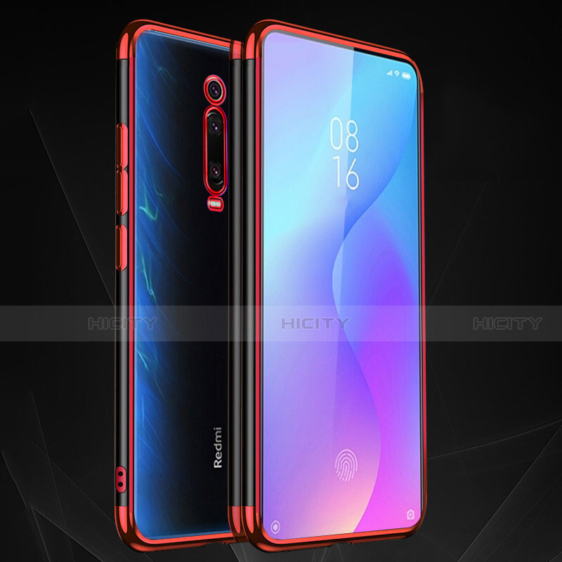 Xiaomi Mi 9T用極薄ソフトケース シリコンケース 耐衝撃 全面保護 クリア透明 S02 Xiaomi レッド