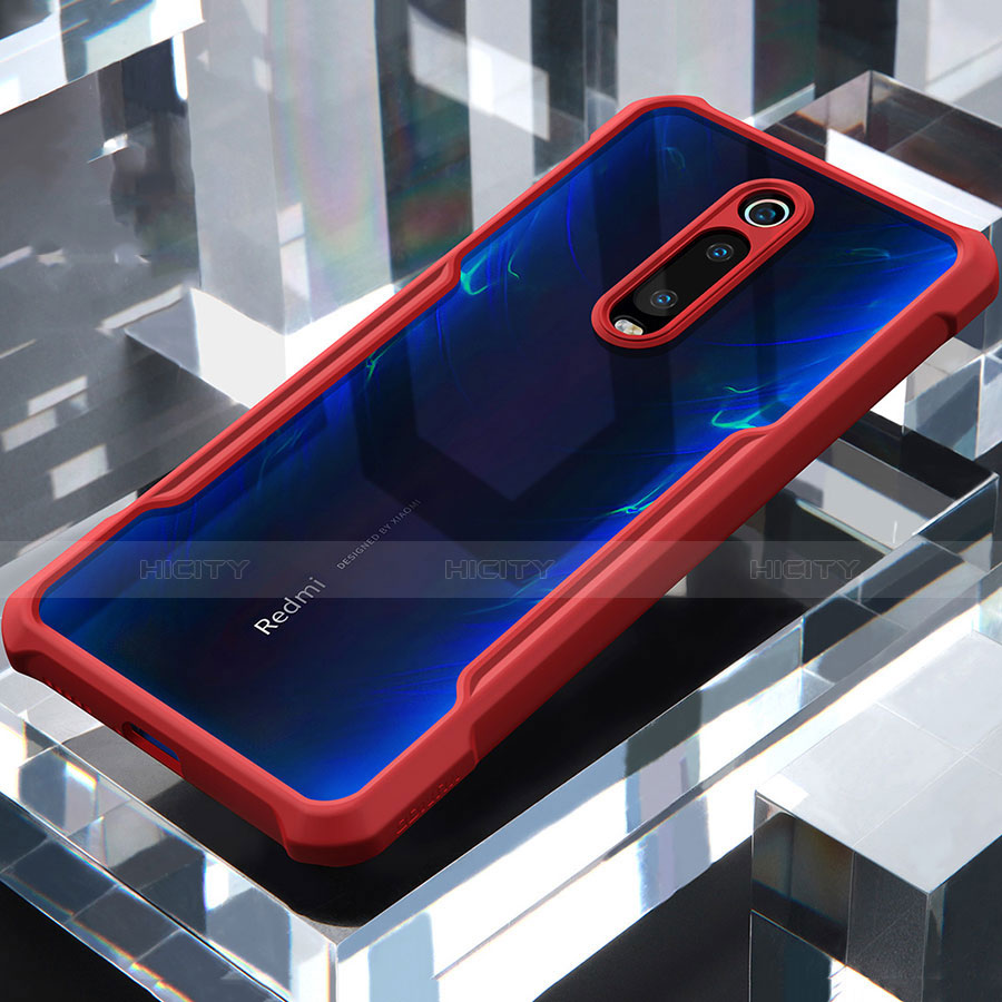 Xiaomi Mi 9T用ハイブリットバンパーケース クリア透明 プラスチック 鏡面 カバー Xiaomi レッド