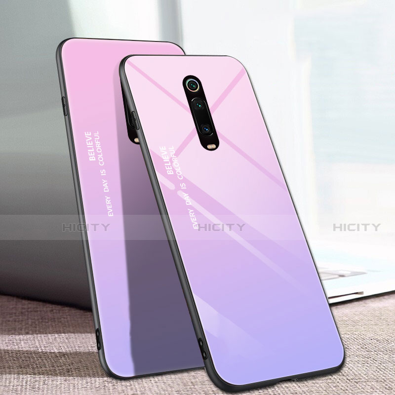 Xiaomi Mi 9T用ハイブリットバンパーケース プラスチック 鏡面 虹 グラデーション 勾配色 カバー H01 Xiaomi 