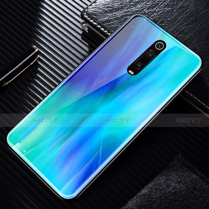 Xiaomi Mi 9T Pro用ハイブリットバンパーケース プラスチック 鏡面 カバー T02 Xiaomi ブルー