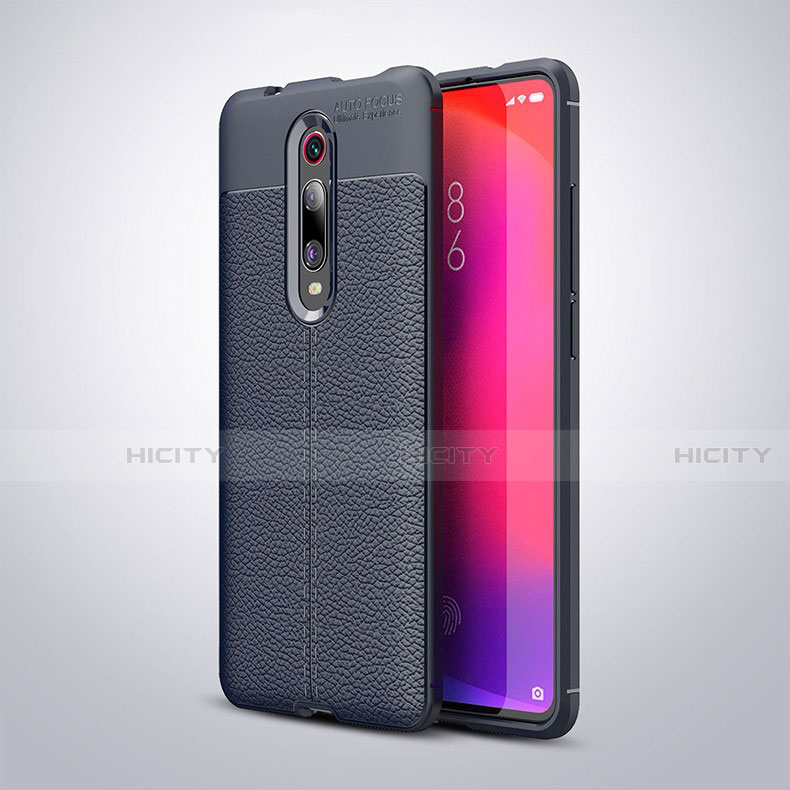 Xiaomi Mi 9T Pro用シリコンケース ソフトタッチラバー レザー柄 カバー H01 Xiaomi ネイビー