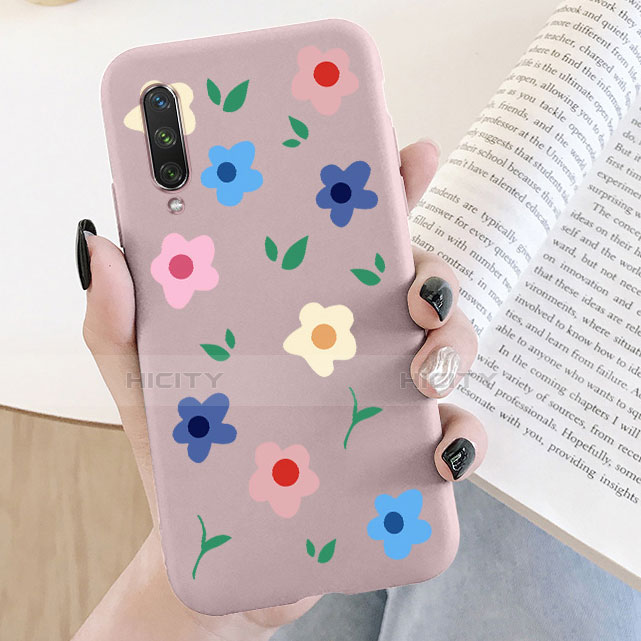 Xiaomi Mi A3用シリコンケース ソフトタッチラバー 花 カバー K07 Xiaomi ローズゴールド