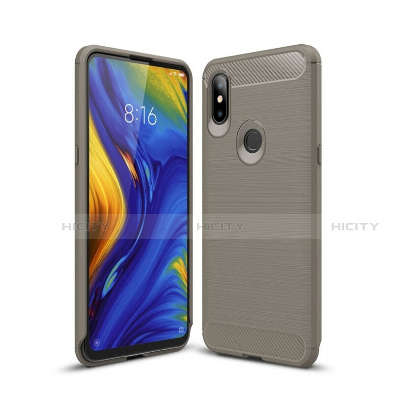 Xiaomi Mi Mix 3用シリコンケース ソフトタッチラバー ライン カバー Xiaomi グレー