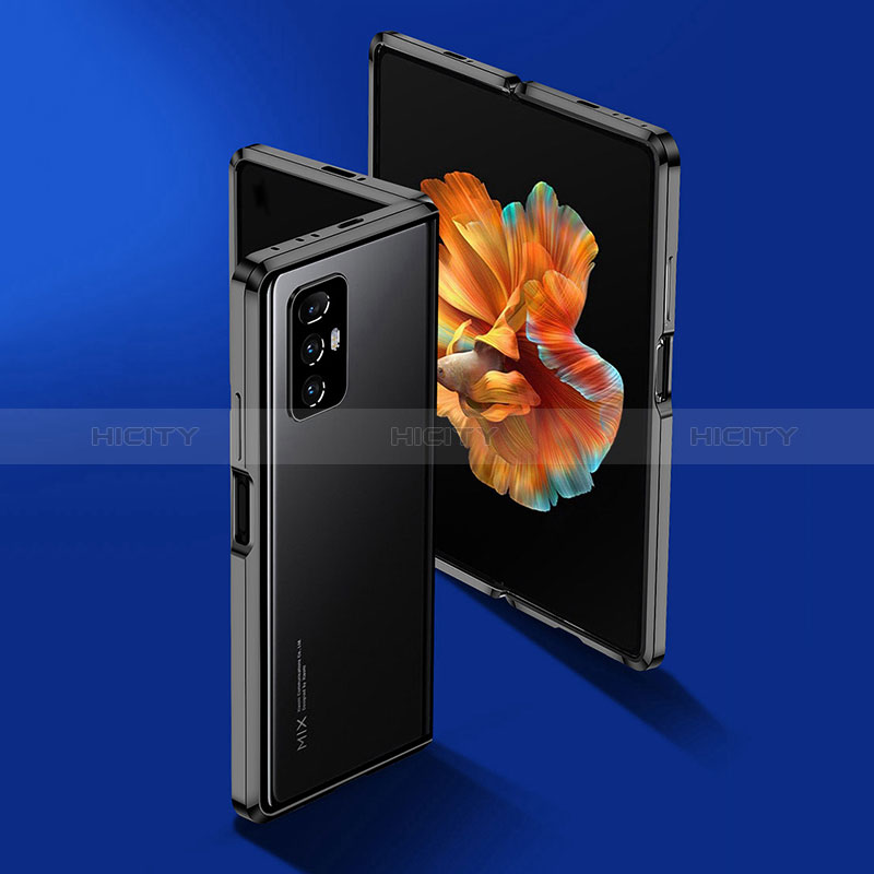 Xiaomi Mix Fold 5G用ケース 高級感 手触り良い アルミメタル 製の金属製 360度 フルカバーバンパー 鏡面 カバー Xiaomi ブラック