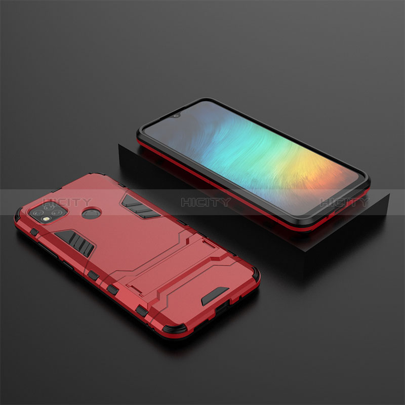 Xiaomi POCO C3用ハイブリットバンパーケース スタンド プラスチック 兼シリコーン カバー KC1 Xiaomi レッド