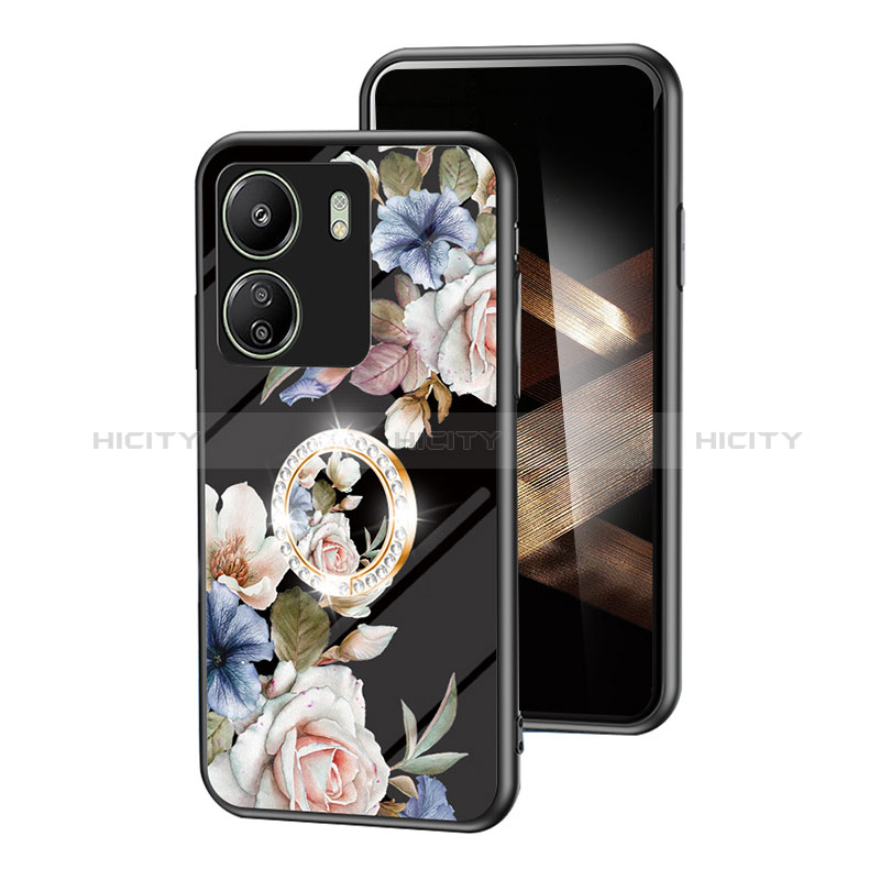 Xiaomi Poco C65用ハイブリットバンパーケース プラスチック 鏡面 花 カバー S01 Xiaomi 