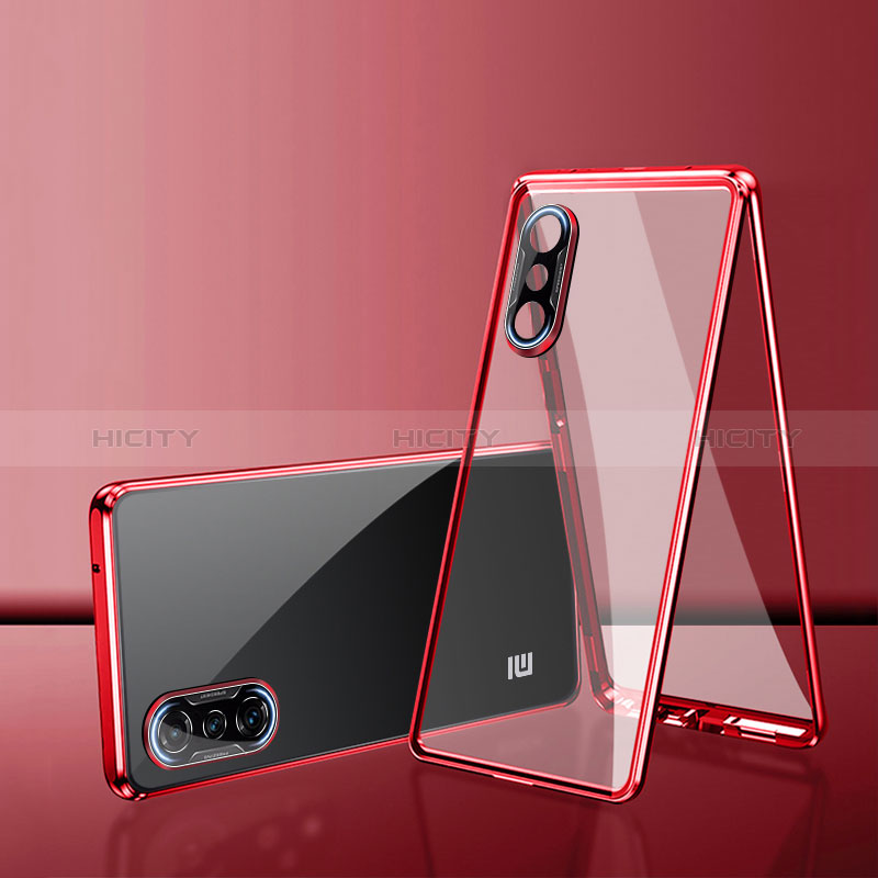 Xiaomi Poco F3 GT 5G用ケース 高級感 手触り良い アルミメタル 製の金属製 360度 フルカバーバンパー 鏡面 カバー P02 Xiaomi レッド