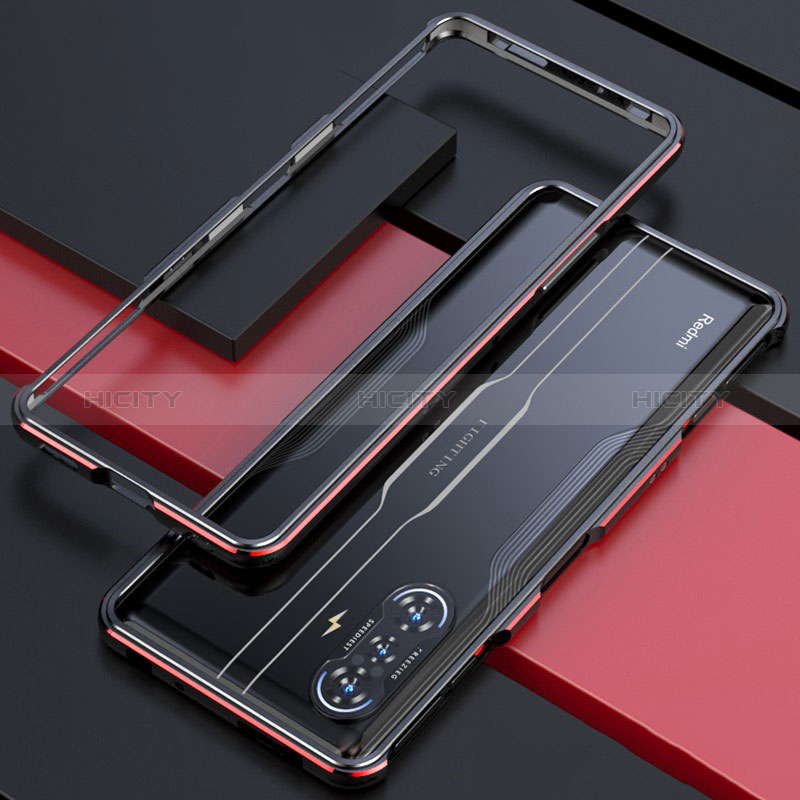 Xiaomi Poco F3 GT 5G用ケース 高級感 手触り良い アルミメタル 製の金属製 バンパー カバー Xiaomi レッド・ブラック