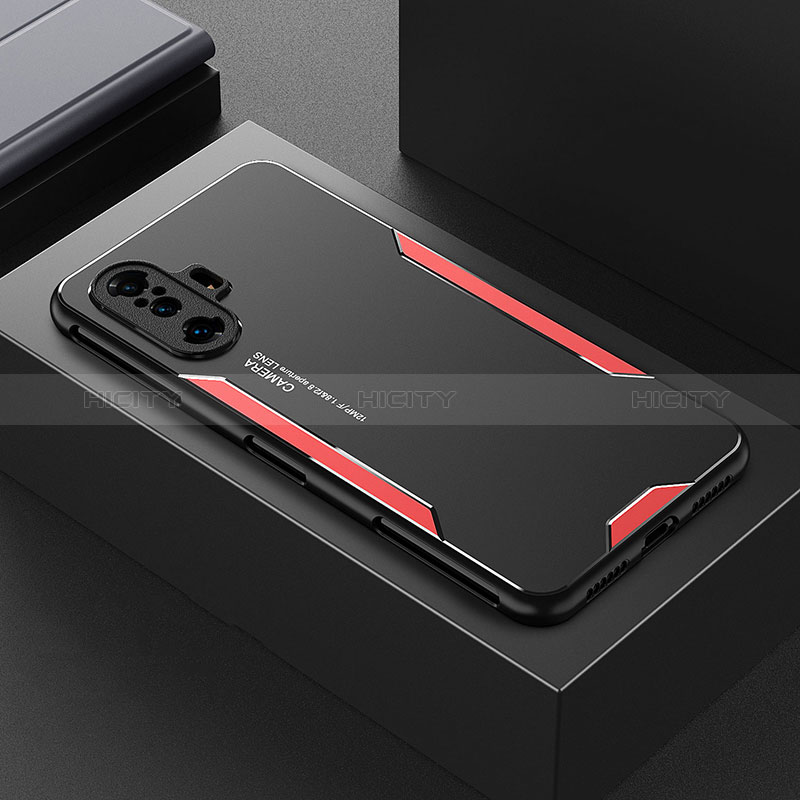 Xiaomi Poco F3 GT 5G用ケース 高級感 手触り良い アルミメタル 製の金属製 兼シリコン カバー Xiaomi レッド