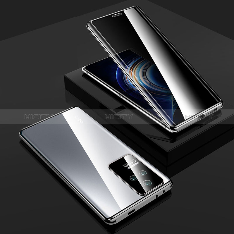 Xiaomi Poco F4 5G用ケース 高級感 手触り良い アルミメタル 製の金属製 360度 フルカバーバンパー 鏡面 カバー P03 Xiaomi シルバー