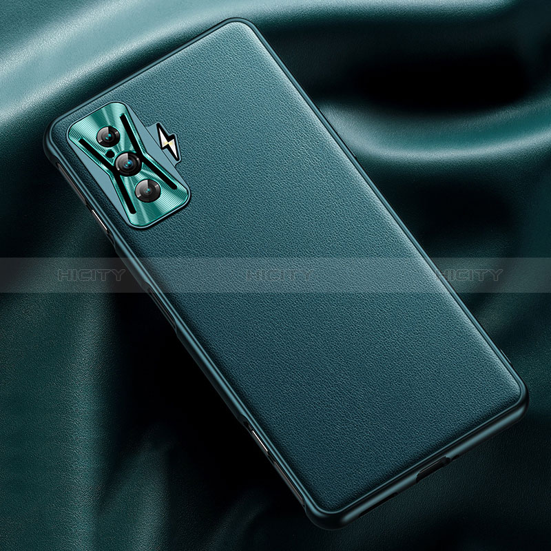 Xiaomi Poco F4 GT 5G用ケース 高級感 手触り良いレザー柄 QK1 Xiaomi シアン