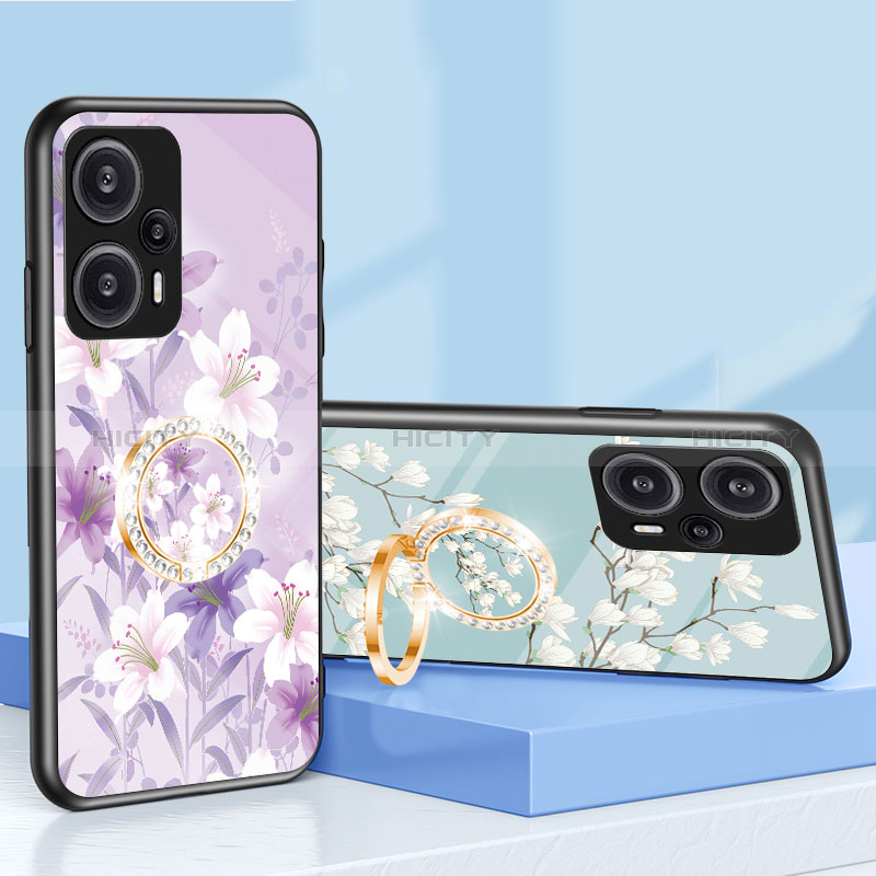 Xiaomi Poco F5 5G用ハイブリットバンパーケース プラスチック 鏡面 花 カバー S01 Xiaomi 