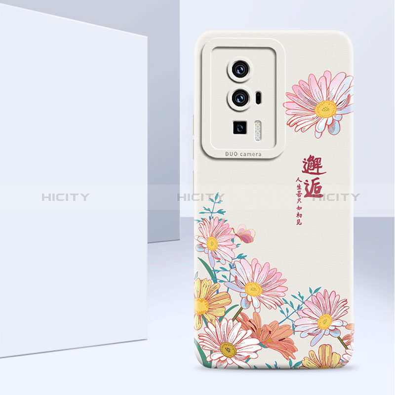 Xiaomi Poco F5 Pro 5G用シリコンケース ソフトタッチラバー 花 カバー Xiaomi 