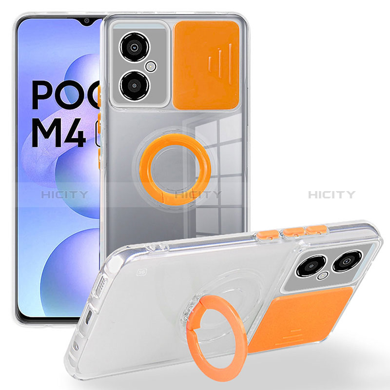 Xiaomi Poco M4 5G用360度 フルカバー極薄ソフトケース シリコンケース 耐衝撃 全面保護 バンパー MJ1 Xiaomi オレンジ