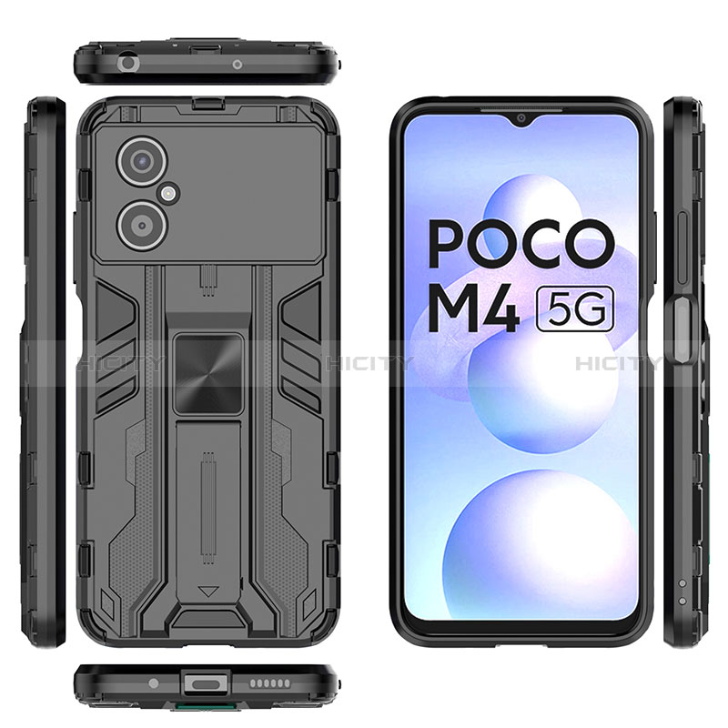 Xiaomi Poco M4 5G用ハイブリットバンパーケース スタンド プラスチック 兼シリコーン カバー マグネット式 KC1 Xiaomi 