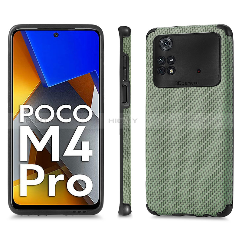 Xiaomi Poco M4 Pro 4G用極薄ソフトケース シリコンケース 耐衝撃 全面保護 マグネット式 バンパー S01D Xiaomi グリーン