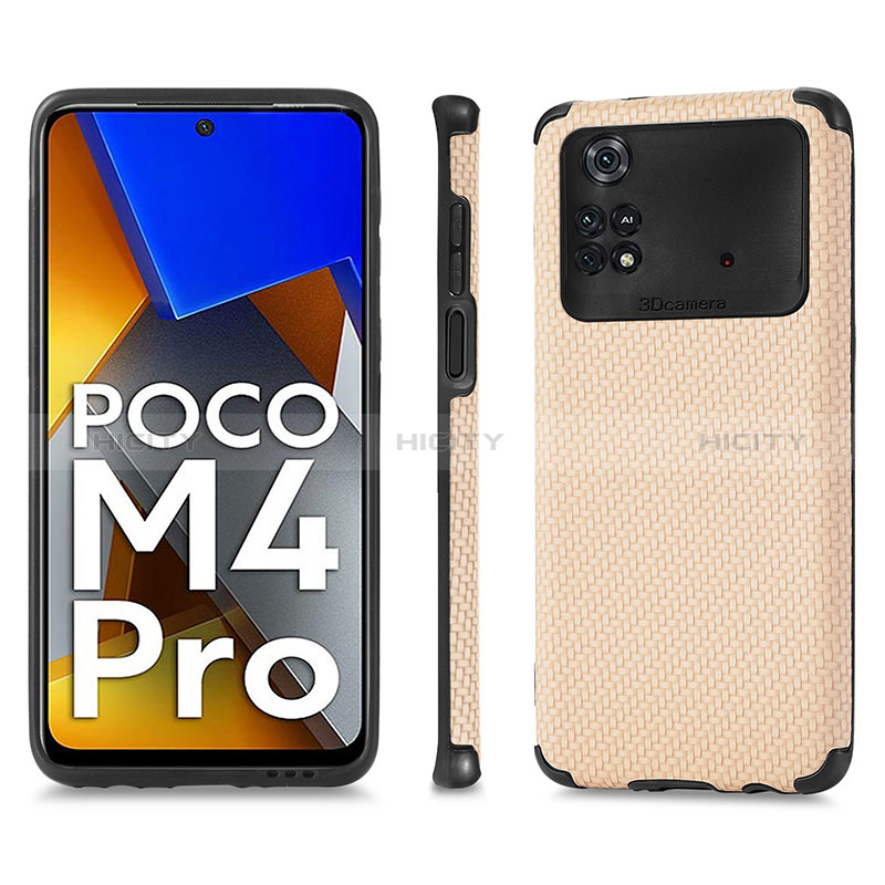 Xiaomi Poco M4 Pro 4G用極薄ソフトケース シリコンケース 耐衝撃 全面保護 マグネット式 バンパー S01D Xiaomi ゴールド