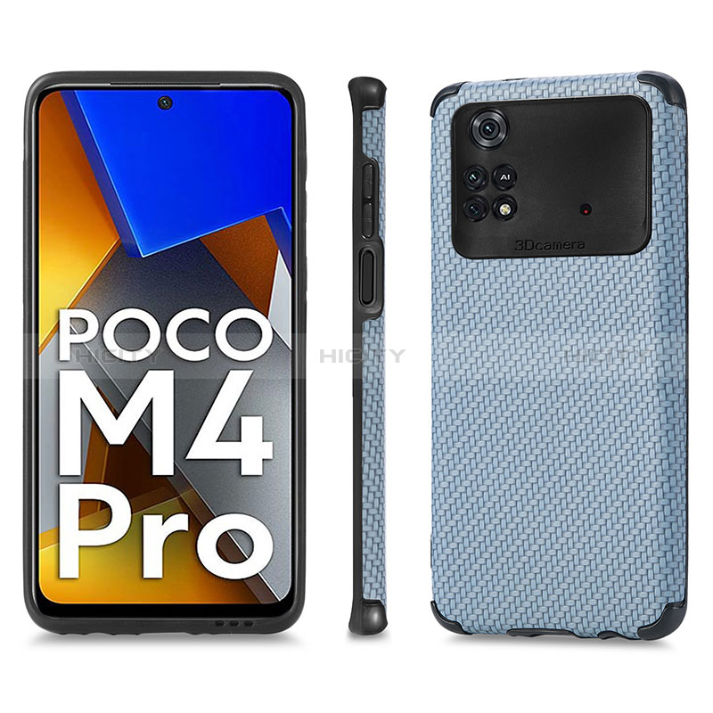 Xiaomi Poco M4 Pro 4G用極薄ソフトケース シリコンケース 耐衝撃 全面保護 マグネット式 バンパー S01D Xiaomi ネイビー