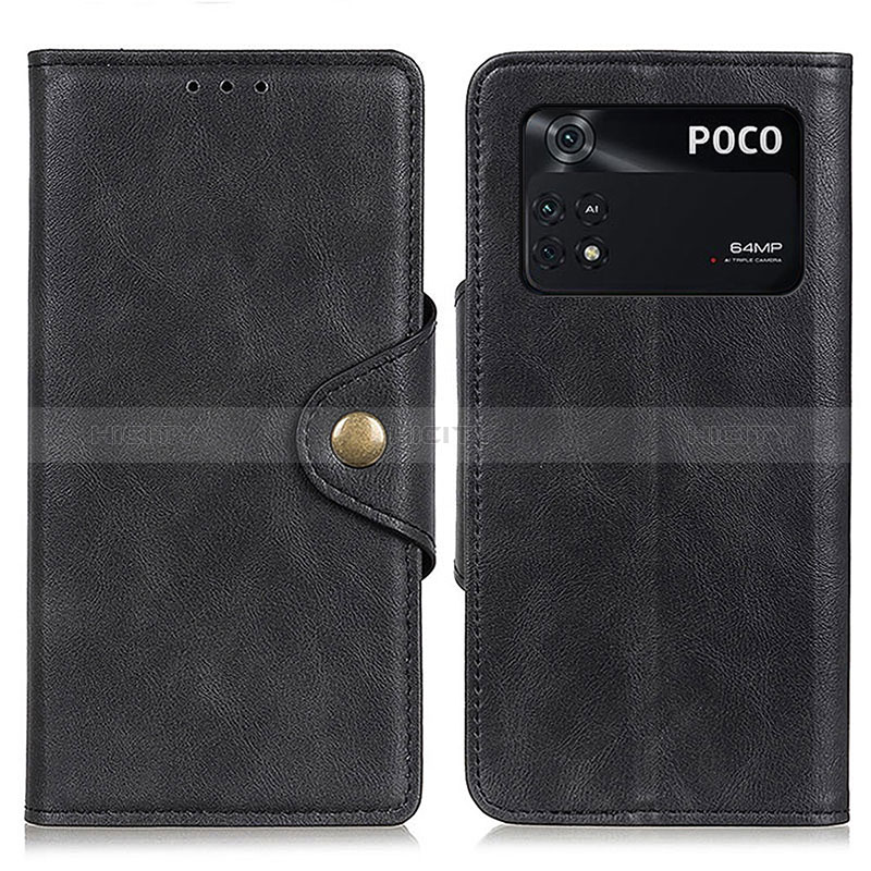 Xiaomi Poco M4 Pro 4G用手帳型 レザーケース スタンド カバー N06P Xiaomi ブラック