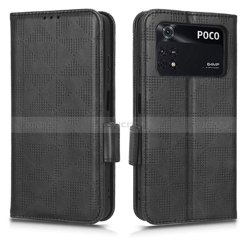 Xiaomi Poco M4 Pro 4G用手帳型 レザーケース スタンド カバー C02X Xiaomi ブラック