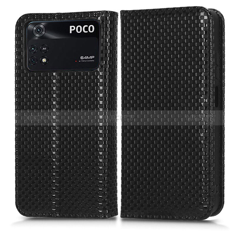 Xiaomi Poco M4 Pro 4G用手帳型 レザーケース スタンド カバー C03X Xiaomi ブラック