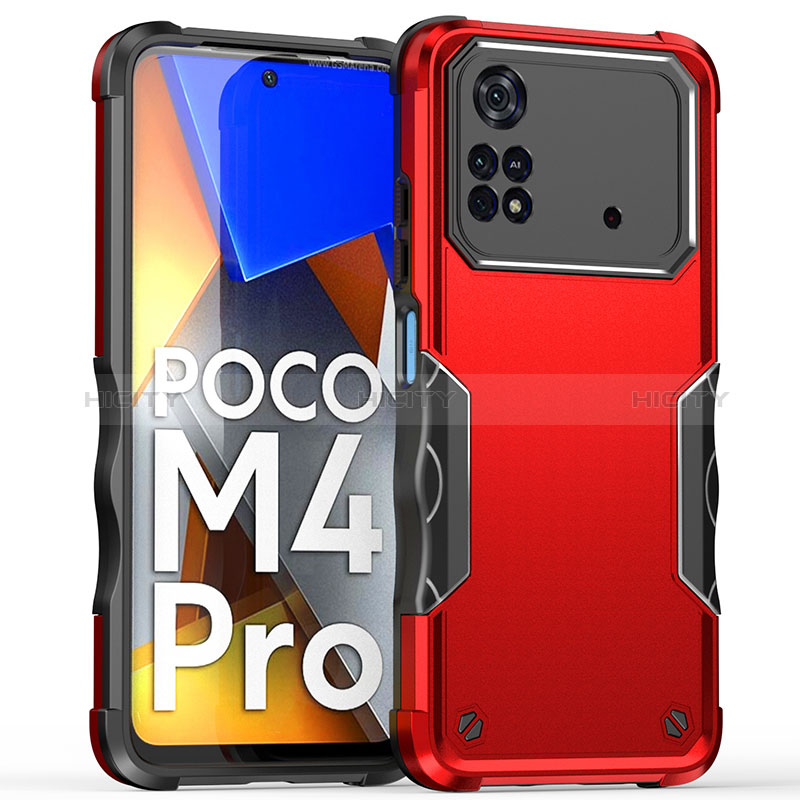 Xiaomi Poco M4 Pro 4G用ハイブリットバンパーケース プラスチック 兼シリコーン カバー QW1 Xiaomi レッド