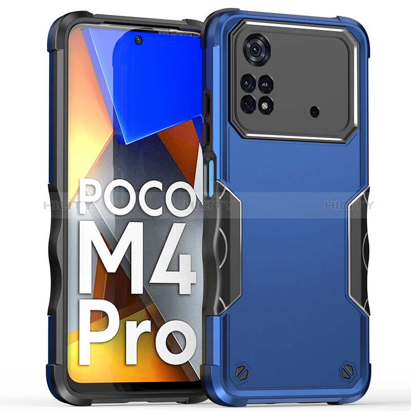 Xiaomi Poco M4 Pro 4G用ハイブリットバンパーケース プラスチック 兼シリコーン カバー QW1 Xiaomi ネイビー