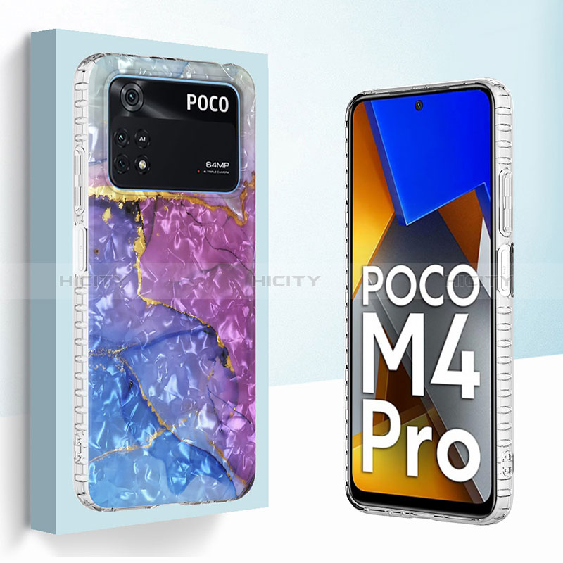 Xiaomi Poco M4 Pro 4G用シリコンケース ソフトタッチラバー バタフライ パターン カバー Y04B Xiaomi パープル