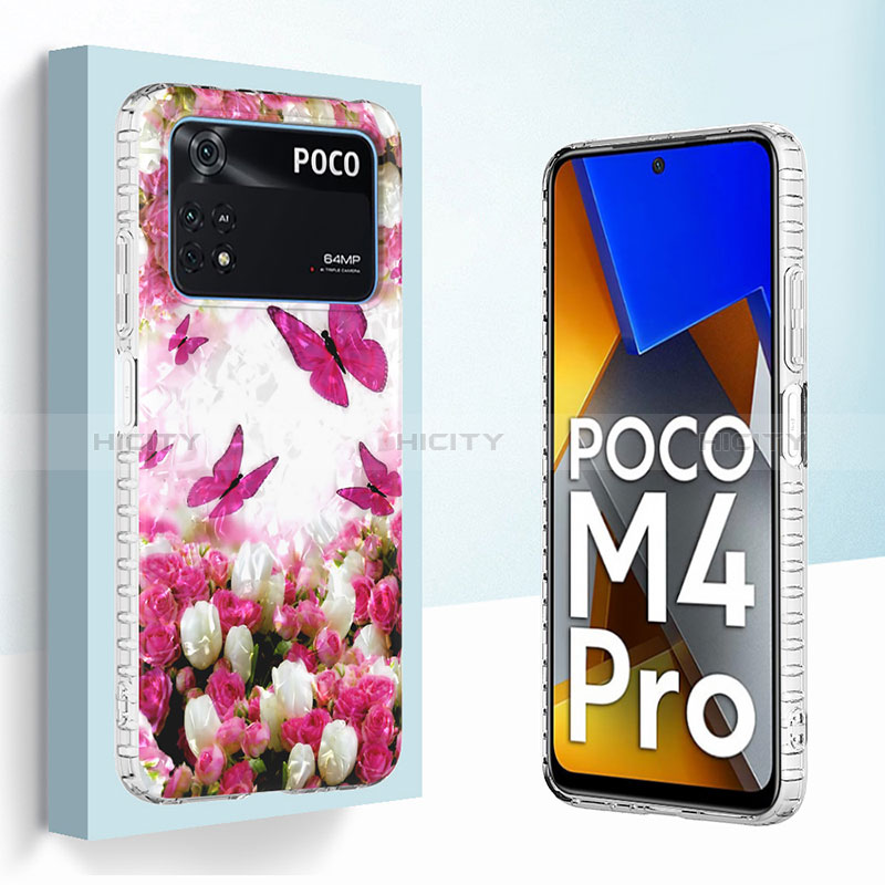 Xiaomi Poco M4 Pro 4G用シリコンケース ソフトタッチラバー バタフライ パターン カバー Y04B Xiaomi レッド