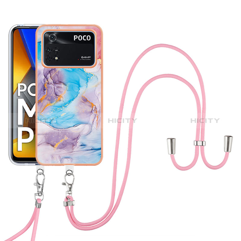 Xiaomi Poco M4 Pro 4G用シリコンケース ソフトタッチラバー バタフライ パターン カバー 携帯ストラップ YB3 Xiaomi 